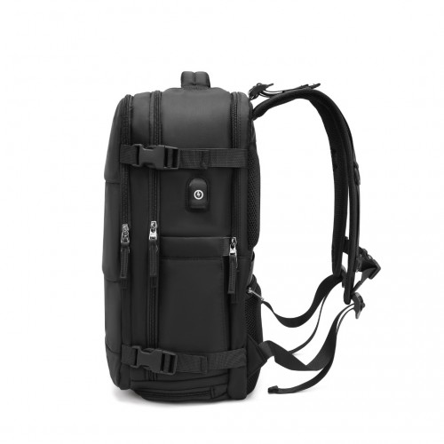 Kono Multi-Functional Breathable Travel Backpack With USB Charging Port And Shoe Compartment - Black