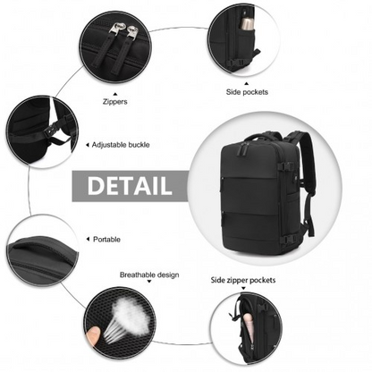 Kono Multi-Functional Breathable Travel Backpack With USB Charging Port And Shoe Compartment - Black