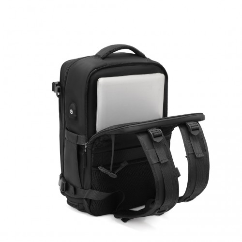 Kono Multi-Functional Breathable Travel Backpack With USB Charging Port And Shoe Compartment - Black