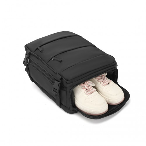 Kono Multi-Functional Breathable Travel Backpack With USB Charging Port And Shoe Compartment - Black