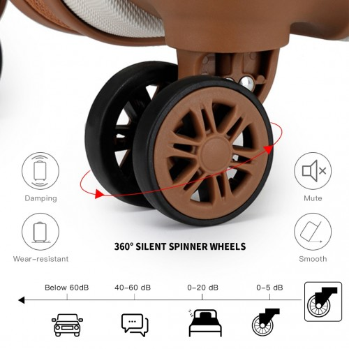 K1871-1L - Kono ABS Sculpted Horizontal Design 4 Pcs Suitcase Set With Vanity Case - Cream