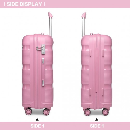 K2092L - Kono 24 Inch Pink Hard Shell PP Suitcase - Classic Collection