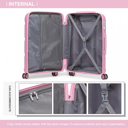 K2092L - Kono 24 Inch Pink Hard Shell PP Suitcase - Classic Collection