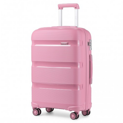 Kono 20 Inch Bright Pink Hard Shell Carry-On Suitcase - Lightweight & Durable Cabin Size Luggage