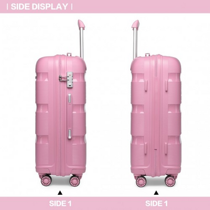 Kono 20 Inch Bright Pink Hard Shell Carry-On Suitcase - Lightweight & Durable Cabin Size Luggage