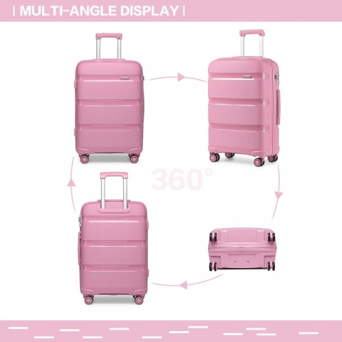 Kono 20 Inch Bright Pink Hard Shell Carry-On Suitcase - Lightweight & Durable Cabin Size Luggage