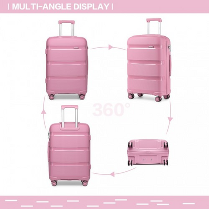 Kono 20 Inch Bright Pink Hard Shell Carry-On Suitcase - Lightweight & Durable Cabin Size Luggage