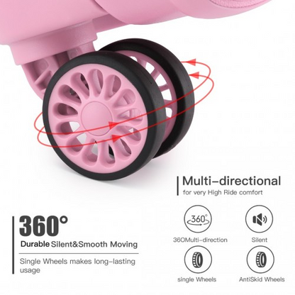 Kono 20 Inch Bright Pink Hard Shell Carry-On Suitcase - Lightweight & Durable Cabin Size Luggage