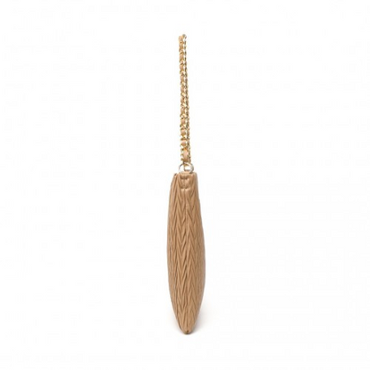 Miss Lulu Sophisticated Embossed PU Leather Shoulder Bag with Chain Strap - Camel | Elegant Commuter Bag for Modern Women