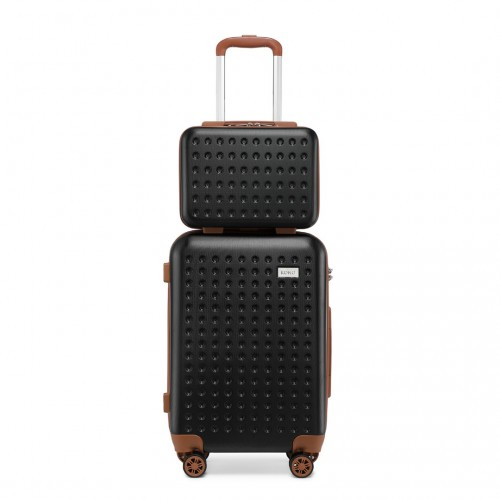 K2394L - Kono 13/20 Inch Flexible Hard Shell ABS Suitcase With TSA Lock And Vanity Case - Black