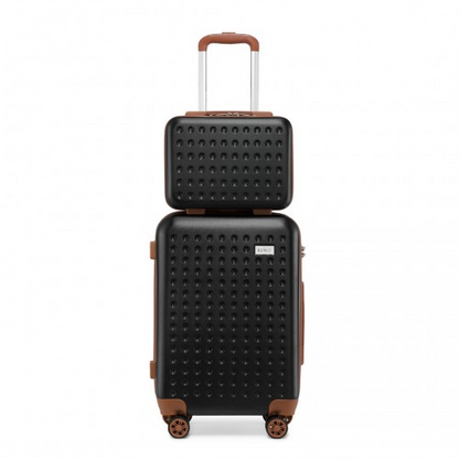 K2394L - Kono 13/20 Inch Flexible Hard Shell ABS Suitcase With TSA Lock And Vanity Case - Black