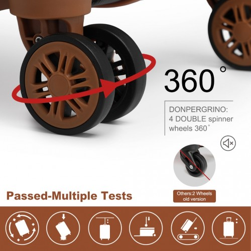 K2394L - Kono 13/20 Inch Flexible Hard Shell ABS Suitcase With TSA Lock And Vanity Case - Black