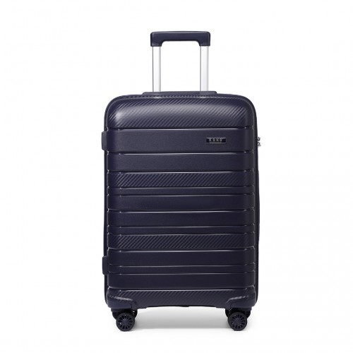 Kono 24 Inch Multi Texture Hard Shell PP Suitcase - Classic Collection - Navy