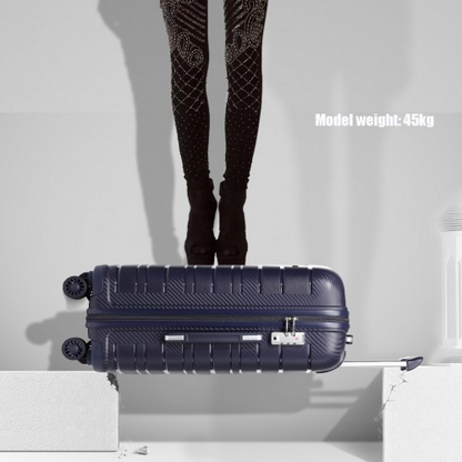 Kono 24 Inch Multi Texture Hard Shell PP Suitcase - Classic Collection - Navy