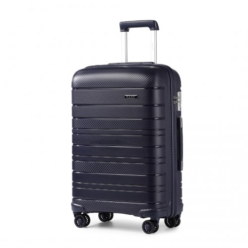 Kono 20 Inch Multi Texture Hard Shell PP Suitcase - Classic Collection - Navy