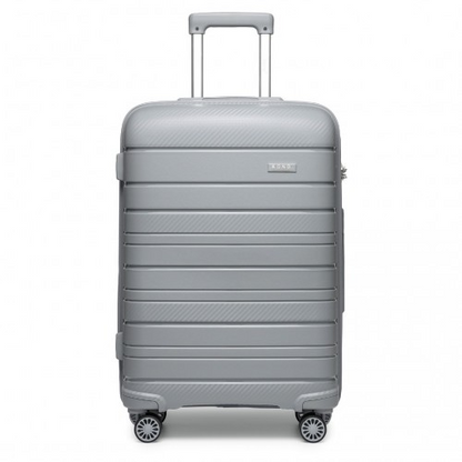 Kono 20 Inch Multi Texture Hard Shell PP Suitcase - Classic Collection - Grey