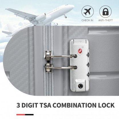 Kono 20 Inch Multi Texture Hard Shell PP Suitcase - Classic Collection - Grey