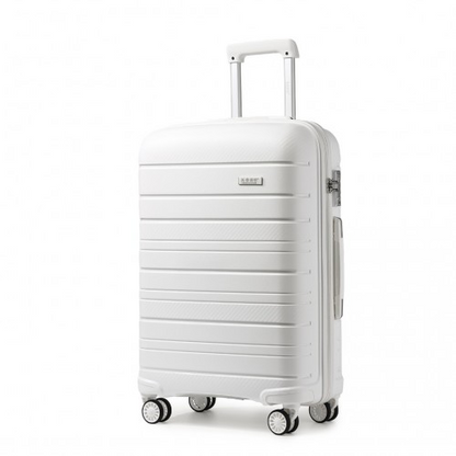 Kono 20 Inch Multi Texture Hard Shell PP Suitcase - Classic Collection - White | Durable & Lightweight Luggage