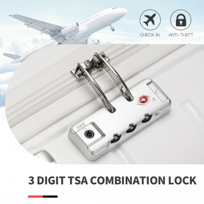 Kono 20 Inch Multi Texture Hard Shell PP Suitcase - Classic Collection - White | Durable & Lightweight Luggage