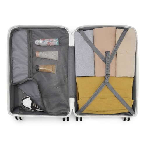 Kono 20 Inch Multi Texture Hard Shell PP Suitcase - Classic Collection - White | Durable & Lightweight Luggage