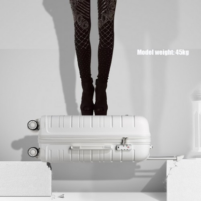 Kono 20 Inch Multi Texture Hard Shell PP Suitcase - Classic Collection - White | Durable & Lightweight Luggage