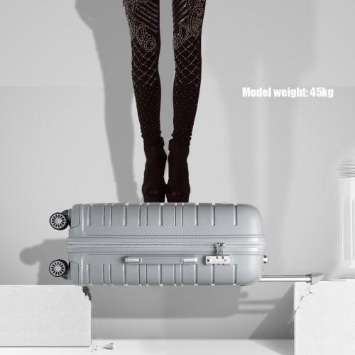 K2091L - Kono Multi Texture Hard Shell PP Suitcase 3 Pieces Set - Classic Collection - Grey