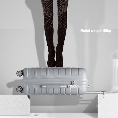 K2091L - Kono Multi Texture Hard Shell PP Suitcase 3 Pieces Set - Classic Collection - Grey