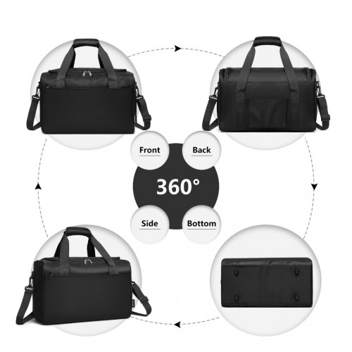 Kono ABS 20 Inch Sculpted Horizontal Design 2 Piece Suitcase Set with Cabin Bag - Black