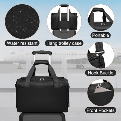 Kono ABS 20 Inch Sculpted Horizontal Design 2 Piece Suitcase Set with Cabin Bag - Black