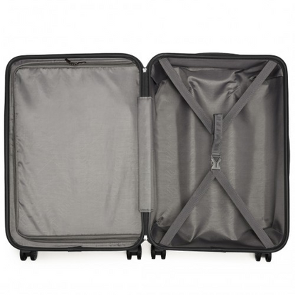 Kono ABS 20 Inch Sculpted Horizontal Design 2 Piece Suitcase Set with Cabin Bag - Black
