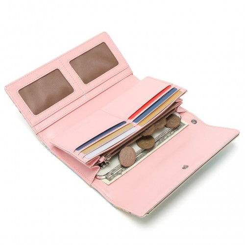 Miss Lulu Ladies' Flower Printed PU Leather Long Purse - Green