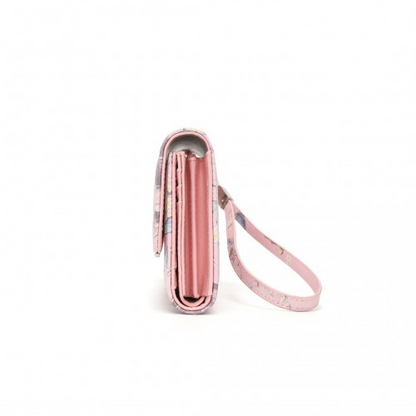 Miss Lulu Ladies' Flower Printed PU Leather Long Purse - Pink