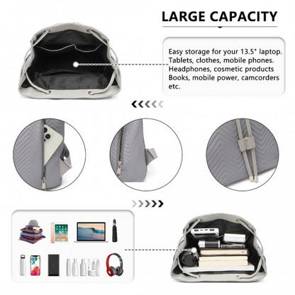 Miss Lulu Grey Lightweight Elegant Daily Backpack - Perfect for On-the-Go Women
