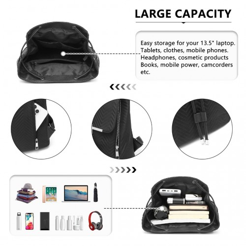 Miss Lulu Lightweight and Elegant Daily Backpack - Black | Stylish and Practical Backpack for Women