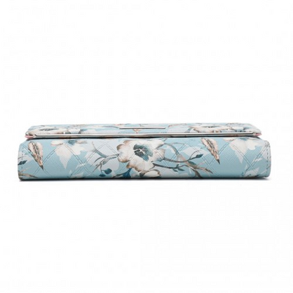 Miss Lulu Ladies' Flower Printed PU Leather Long Purse - Stylish Blue Wallet for Women