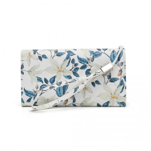 Miss Lulu Ladies' Flower Printed PU Leather Long Purse - Beige