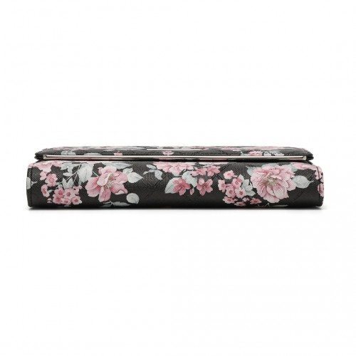 Miss Lulu Ladies' Flower Printed PU Leather Long Purse - Black | Elegant & Functional
