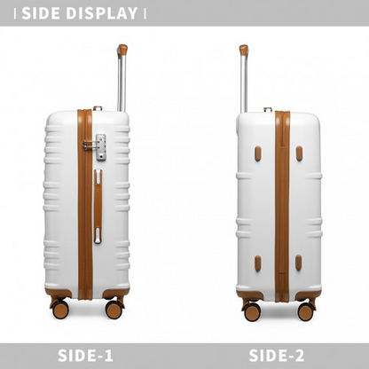 British Traveller 24" Durable Polycarbonate & ABS Hard Shell Suitcase with TSA Lock - White
