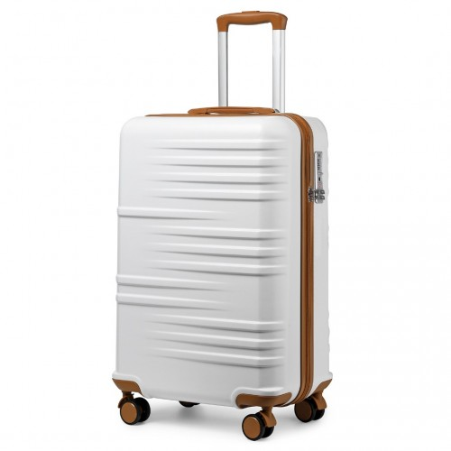 British Traveller 20 Inch Durable Polycarbonate and ABS Hard Shell Suitcase With TSA Lock - White