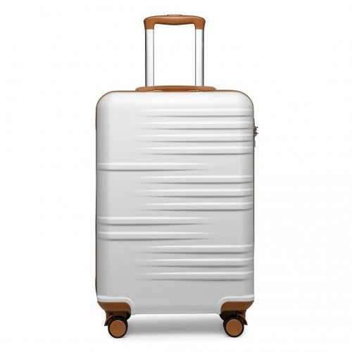 British Traveller 20 Inch Durable Polycarbonate and ABS Hard Shell Suitcase With TSA Lock - White