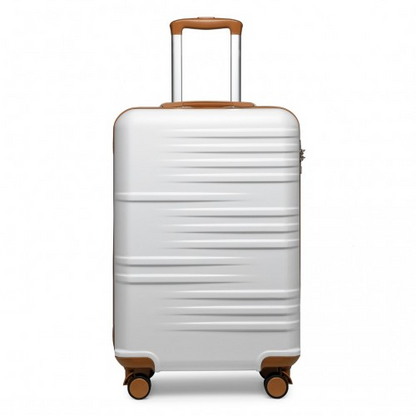British Traveller 20 Inch Durable Polycarbonate and ABS Hard Shell Suitcase With TSA Lock - White