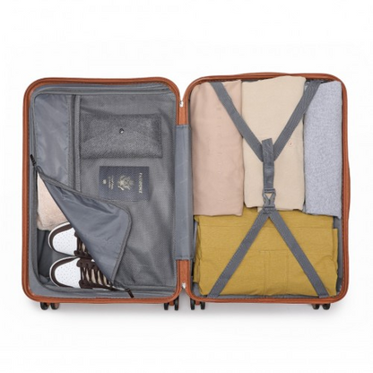 British Traveller 20 Inch Durable Polycarbonate and ABS Hard Shell Suitcase With TSA Lock - White