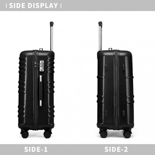 British Traveller 24 Inch Durable Polycarbonate and ABS Hard Shell Suitcase With TSA Lock - Black