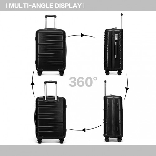 British Traveller 24 Inch Durable Polycarbonate and ABS Hard Shell Suitcase With TSA Lock - Black