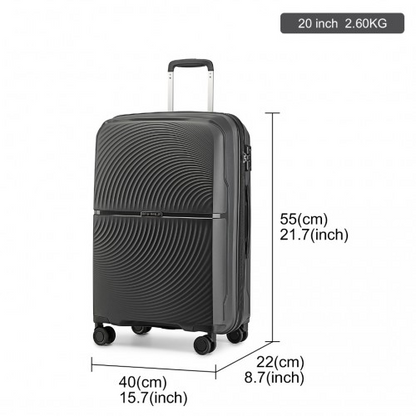 British Traveller 20 Inch Spinner Hard Shell PP Suitcase With TSA Lock - Ultra-Light & Durable - Black