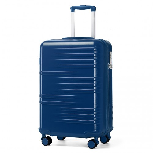 K2391L - British Traveller 20 Inch Navy Durable Polycarbonate and ABS Hard Shell Suitcase With TSA Lock