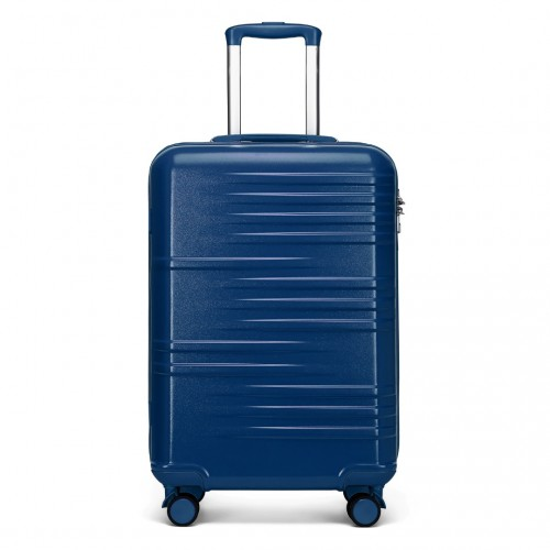 K2391L - British Traveller 20 Inch Navy Durable Polycarbonate and ABS Hard Shell Suitcase With TSA Lock