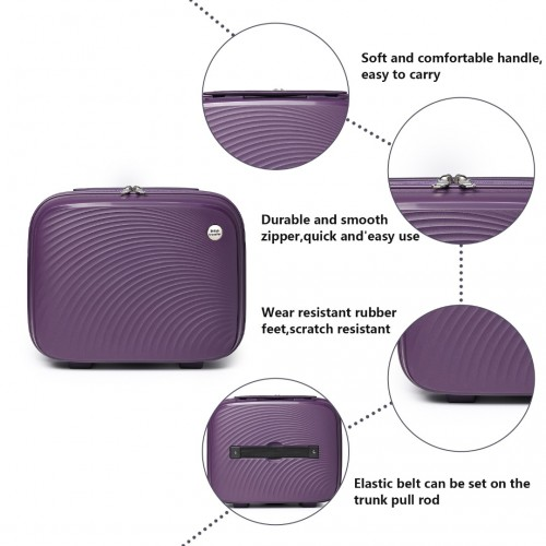 K2393L - British Traveller 4 Pcs Set Spinner Hard Shell PP Suitcase With TSA Lock And Vanity Case - Purple