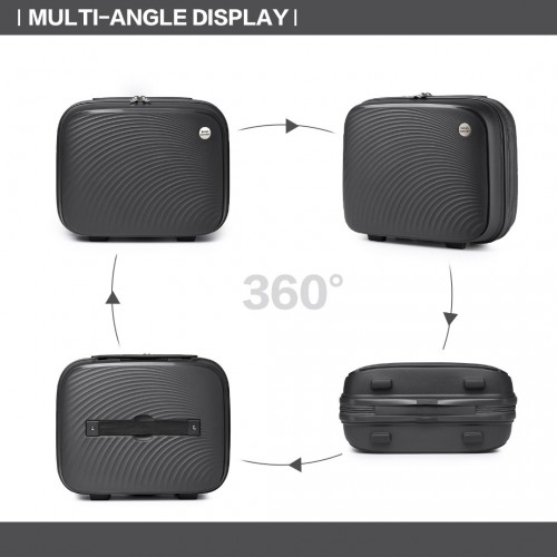 K2393L - British Traveller 4 Pcs Set Spinner Hard Shell PP Suitcase With TSA Lock And Vanity Case - Black