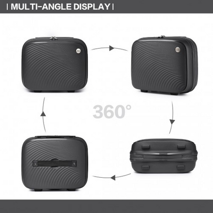 K2393L - British Traveller 4 Pcs Set Spinner Hard Shell PP Suitcase With TSA Lock And Vanity Case - Black